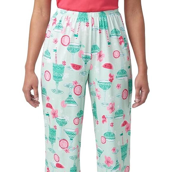 HUE Womens Medium Tipsy in Tucket Short Sleeve Shirt Capri Pants 2 Piece Pajamas - Picture 5 of 6